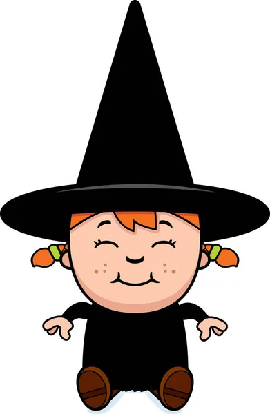 Sitting Child Witch — Stock Vector
