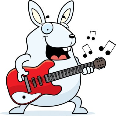 Karikatür tavşan gitar