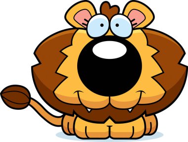 Karikatür mutlu aslan yavrusu