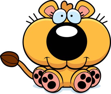 Çizgi film dişi aslan yavrusu oturma