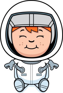 Çocuk astronot oturma