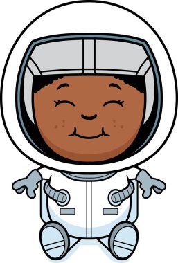 Çocuk astronot oturma