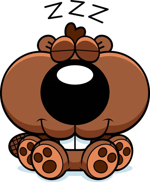 Cartoon Beaver Kit siesta — Vector de stock