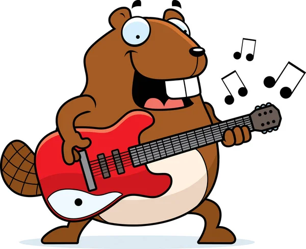 Cartoon Beaver Guitar — Stock Vector