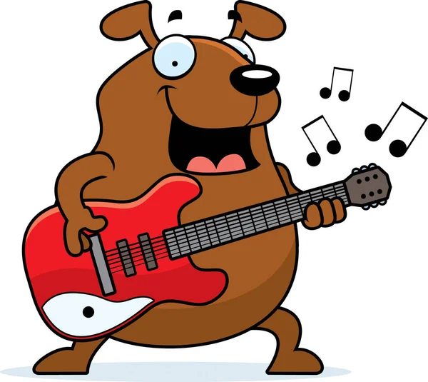 Guitarra de perro de dibujos animados — Archivo Imágenes Vectoriales