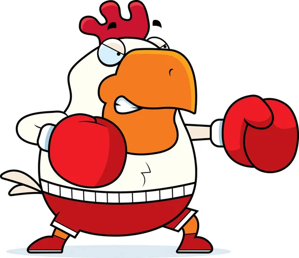 Cartoon Rooster Boxing — Stock Vector