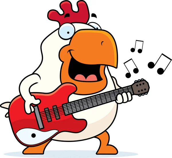 Cartoon Rooster Guitar — Stock Vector