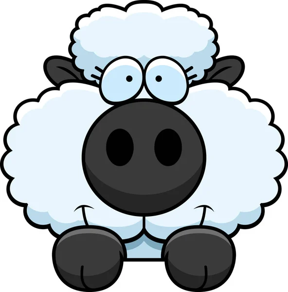 Cartoon Lamb Peeking — Stock Vector