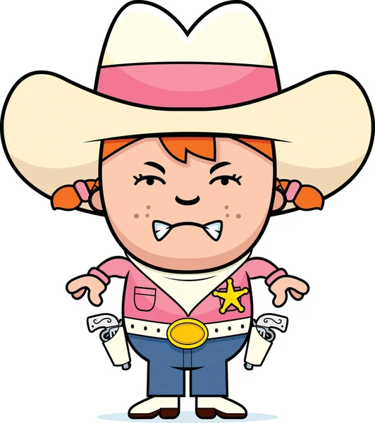 Angry Little Cowgirl — Stock Vector