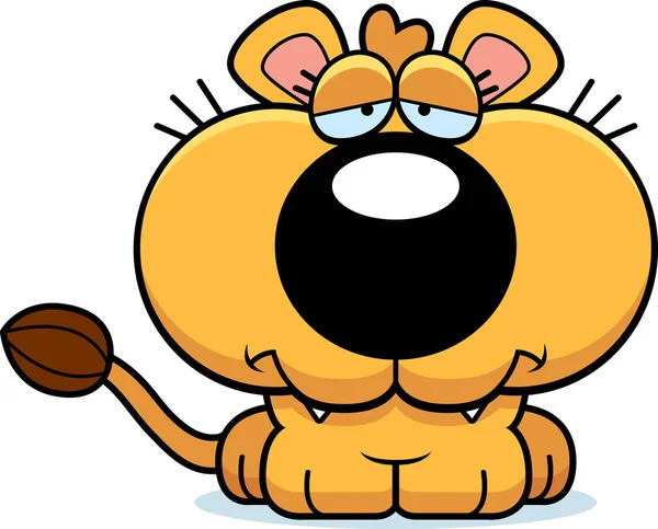 Dibujos animados triste leona cachorro — Vector de stock