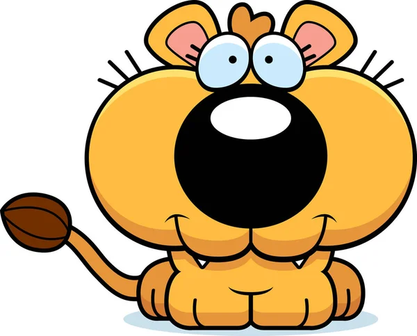 Dibujos animados feliz leona cachorro — Vector de stock