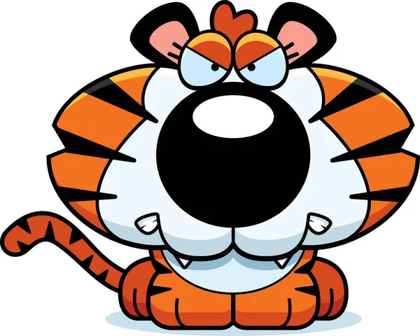 Dibujos animados enojado tigre cachorro — Vector de stock