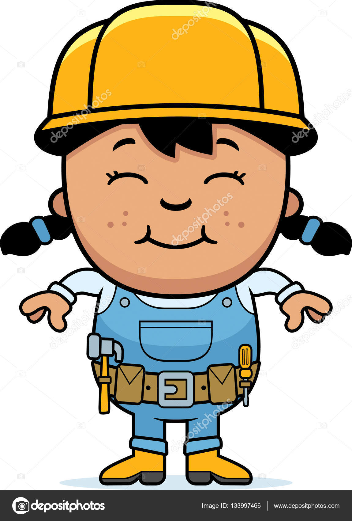 Cartoon Builder Girl — Stock Vector © cthoman #133997466