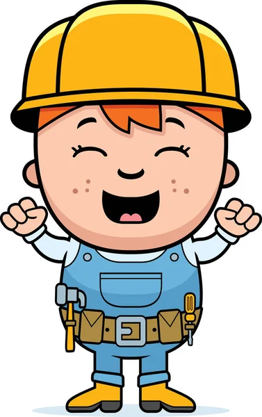 Child Builder Excited — Stock Vector