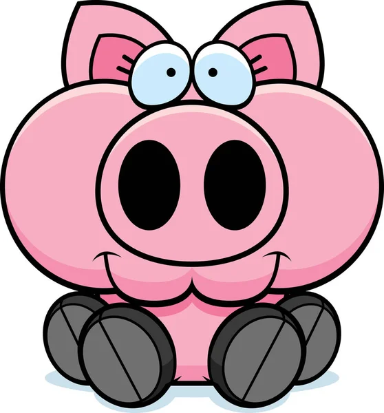 Cerdo de dibujos animados sentado — Vector de stock