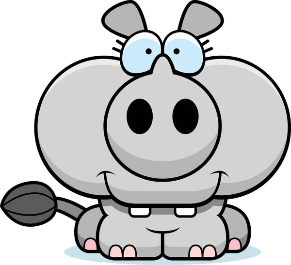 Rinoceronte dei cartoni animati Sorridente — Vettoriale Stock