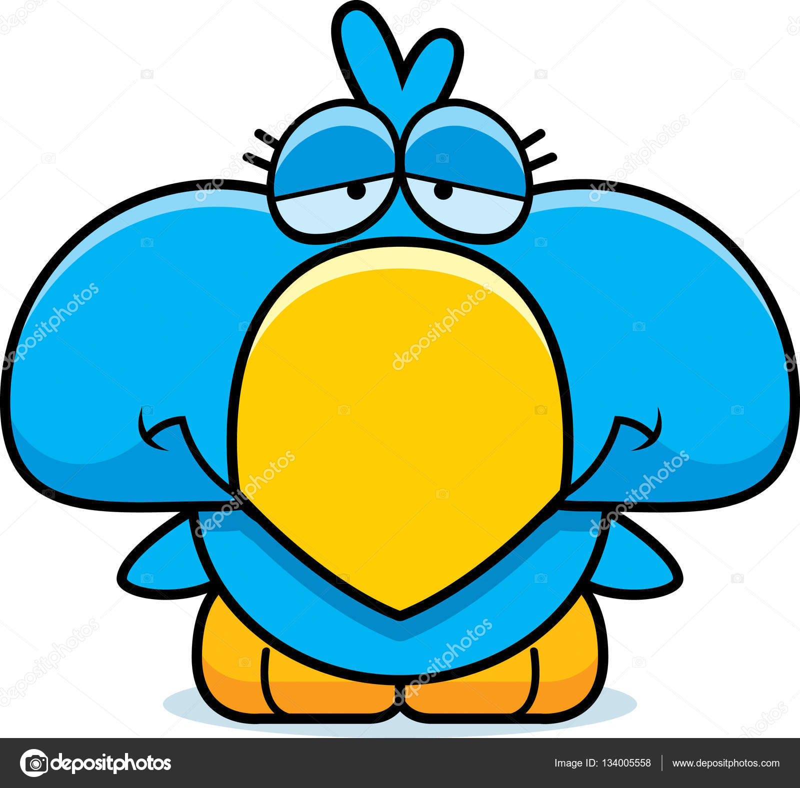 Dessin Animé Triste Oiseau Bleu Image Vectorielle Cthoman