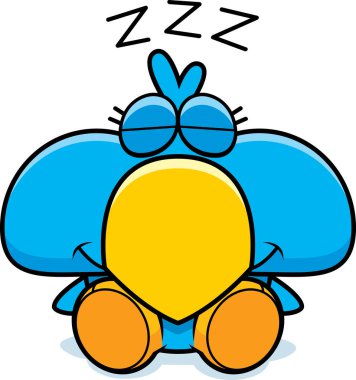 Mavi kuş çizgi film uyuklayan