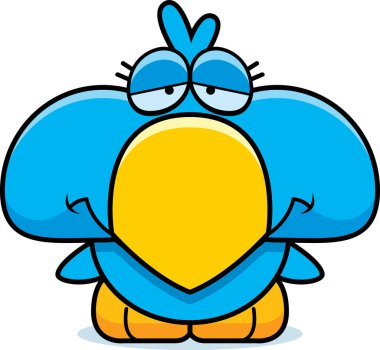 Çizgi film üzgün mavi kuş