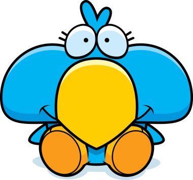 Çizgi film mavi kuş oturma