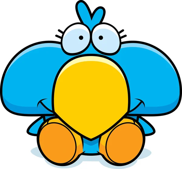 Fumetto blu uccello seduta — Vettoriale Stock