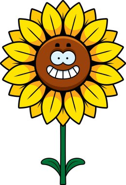 Karikatür mutlu ayçiçeği