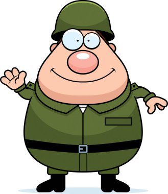 Çizgi film sallayarak asker