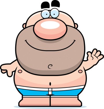 Çizgi film adam mayoyla sallayarak