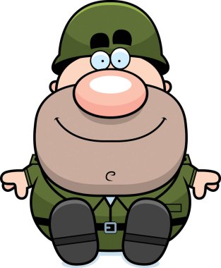 Çizgi film asker oturma