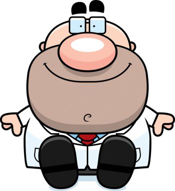 Çizgi film bilim adamı oturma