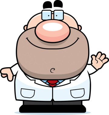 Çizgi film bilim adamı sallayarak