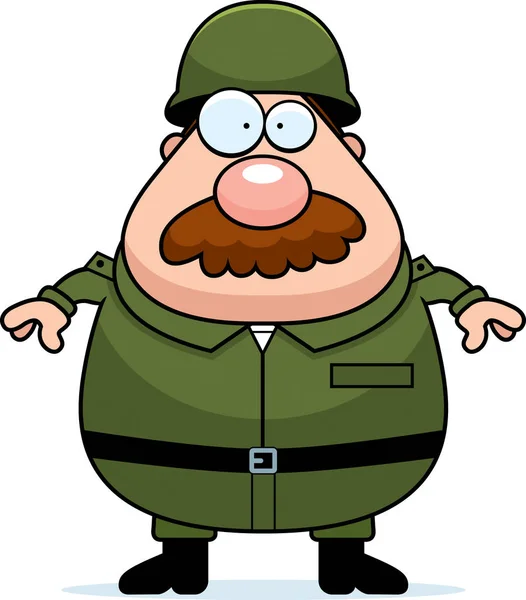 Caricature Soldat Moustache — Image vectorielle