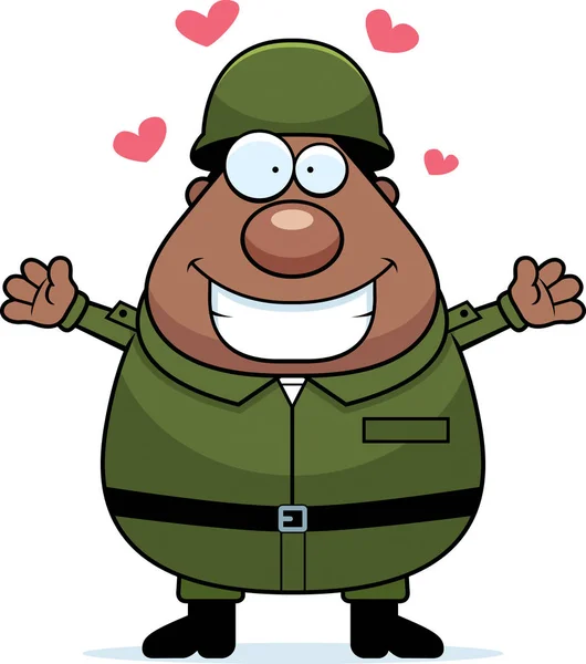 Abbraccio soldato cartone animato — Vettoriale Stock