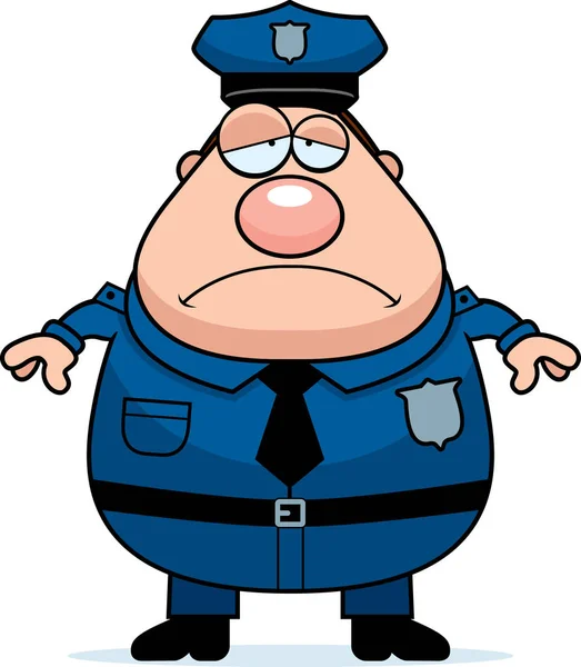 Caricatura Cansado Policía — Vector de stock