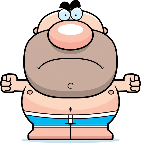 Homme de bande dessinée en colère en maillot de bain — Image vectorielle