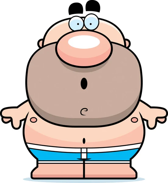 Verbaasd Cartoon Man in zwembroek — Stockvector