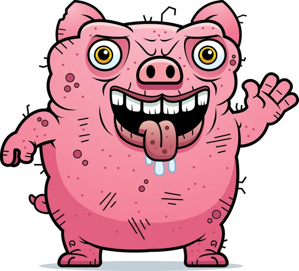 Cerdo feo ondeando — Archivo Imágenes Vectoriales