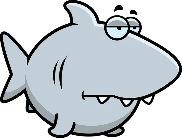 Tiburón de dibujos animados aburrido — Vector de stock