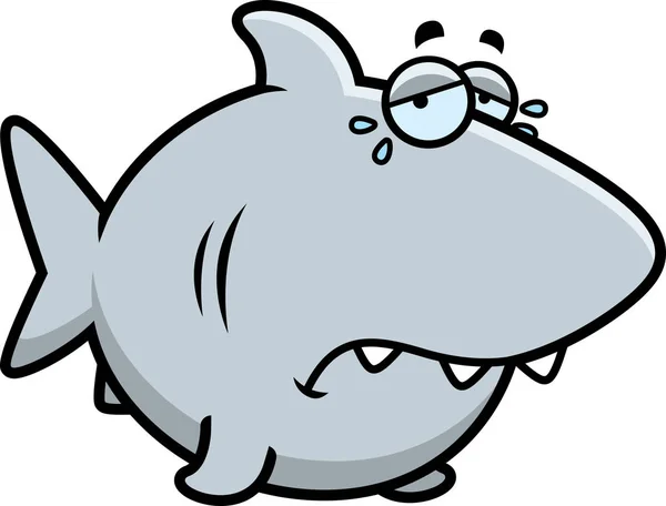 Tiburón de dibujos animados llorón — Vector de stock