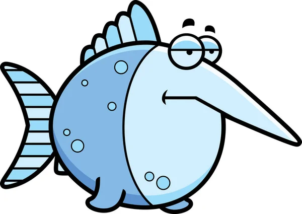 Aburrido pez espada de dibujos animados — Vector de stock