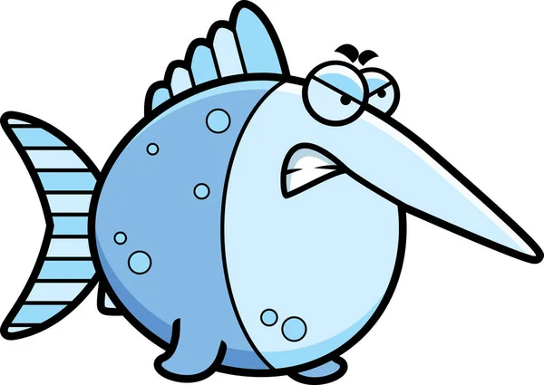 Angry Cartoon Swordfish — Stock Vector