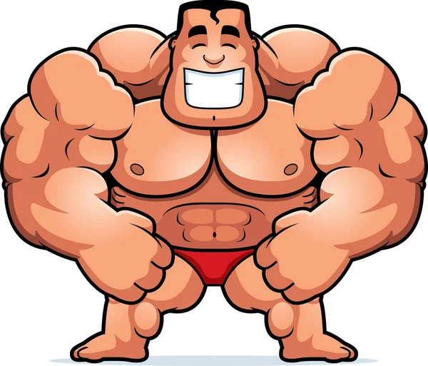 Cartoon Bodybuilder Flexing — Stock Vector