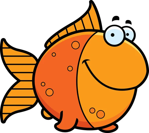 Cartoon Goldfish Smiling - Stok Vektor