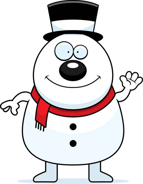 Waving Cartoon Snowman — Stock Vector