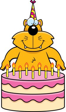 Karikatür kedi doğum günü