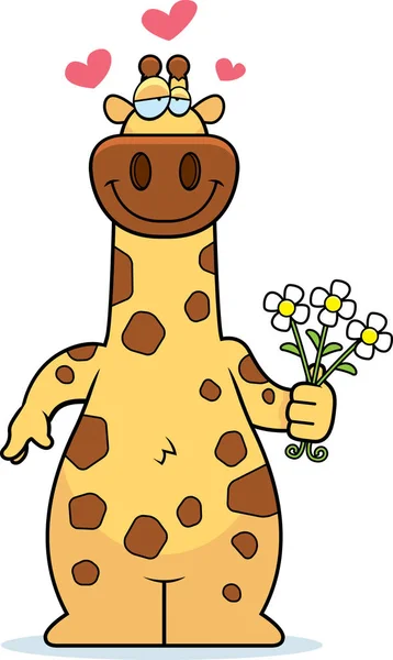 Cartoon Giraffe Flowers — Stock Vector