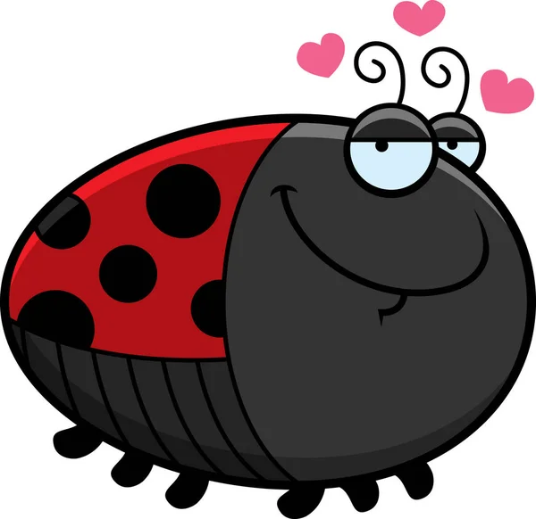 Coccinella del fumetto in amore — Vettoriale Stock