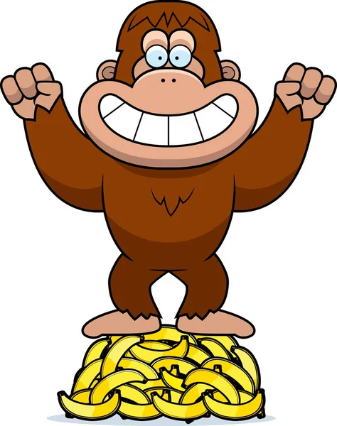 Caricature Bigfoot Bananes — Image vectorielle