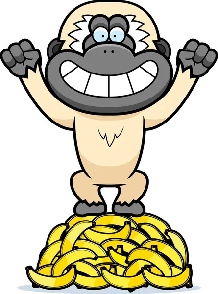 Cartoon Gibbon bananen — Stockvector