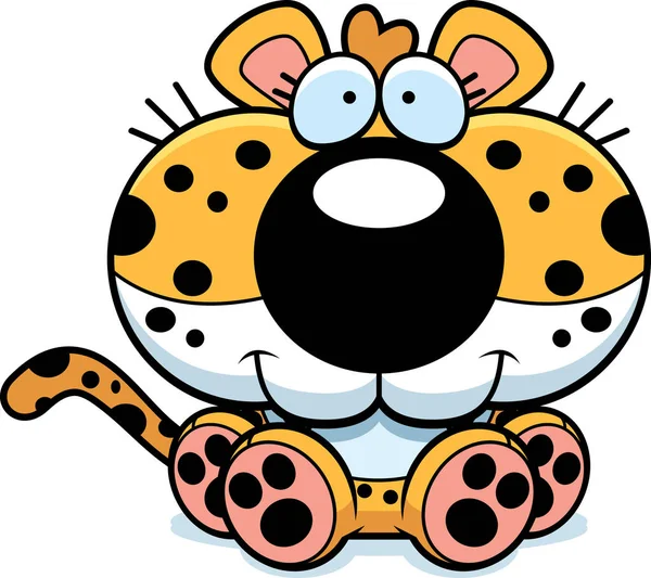 Cartoon Leopard Sentado — Vetor de Stock